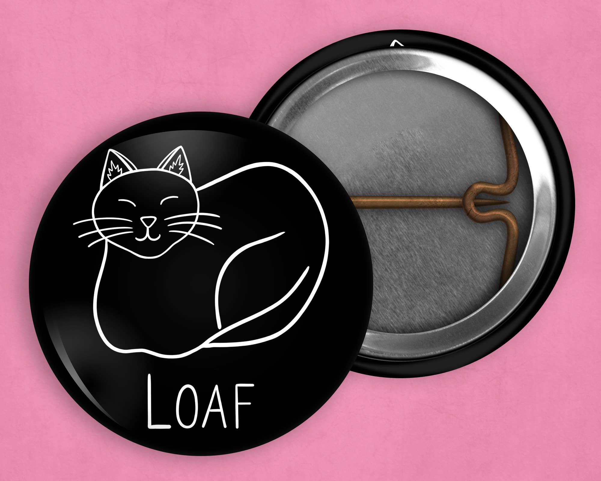 Caroline W Illustration - Wholesale Lapel Pin/Button - Cat bread pin set of 4 (1 inch diameter)4