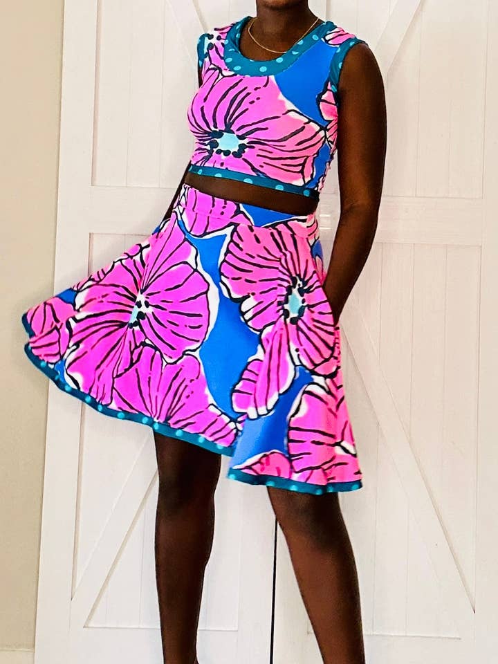 Popping Pink Mekko Skirt Set for wholesale by Aerial Clothing sRQ
