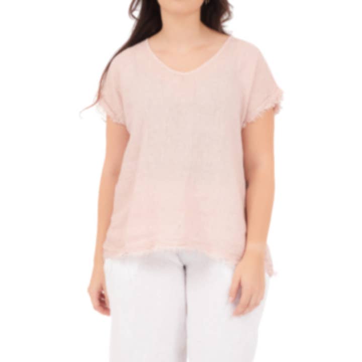 6121 Top de Linho Italiano Cipria Vera May por atacado de VeraMay