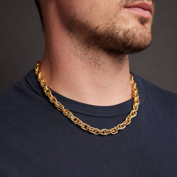 We Are All Smith - Wholesale Link & Chain Necklace - Men's Gold CHUNKY Thick Rope Chain Necklce4