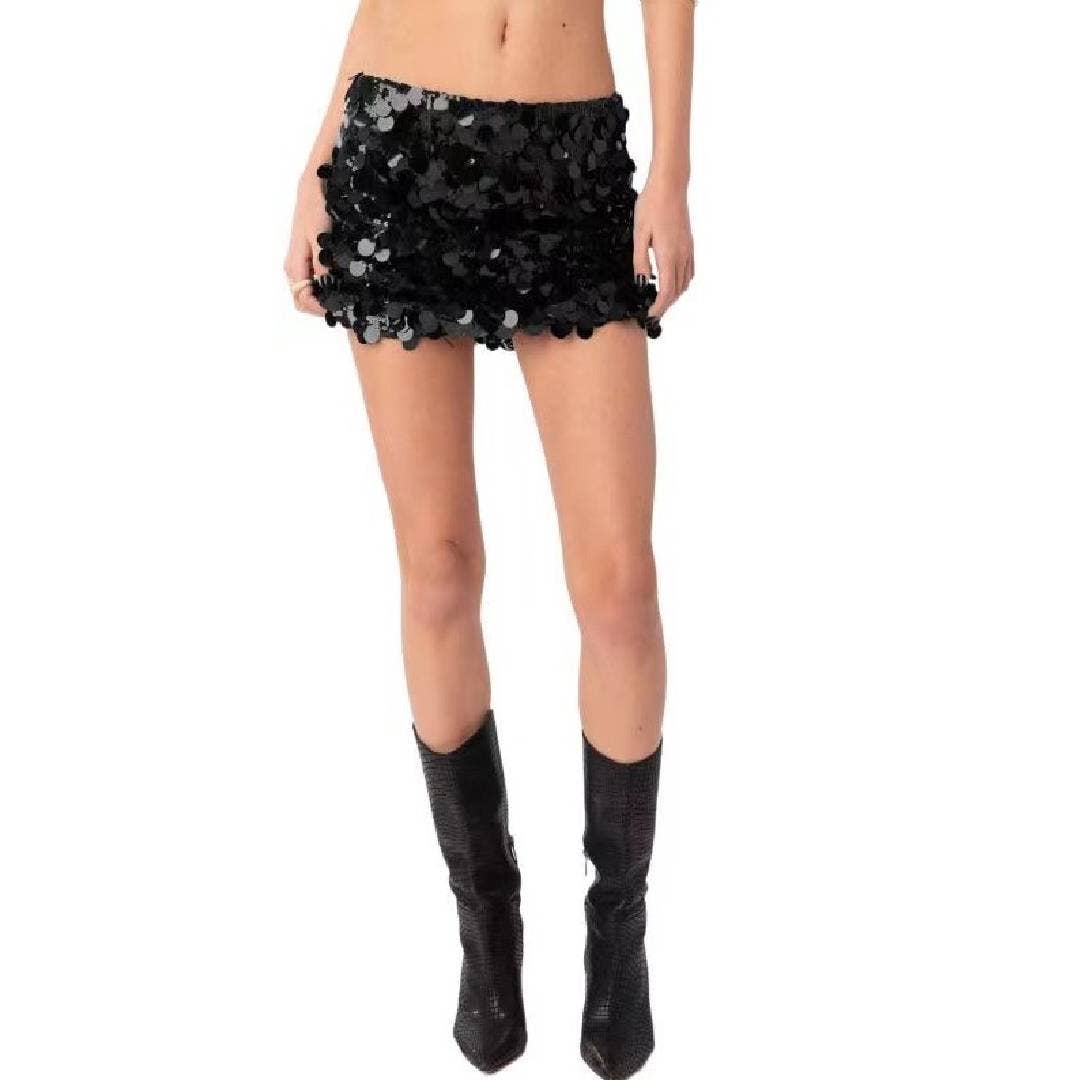 Rosa Clothing - Wholesale Skirt - Women's - Christmas Party large Sequin low rise mini skirt13