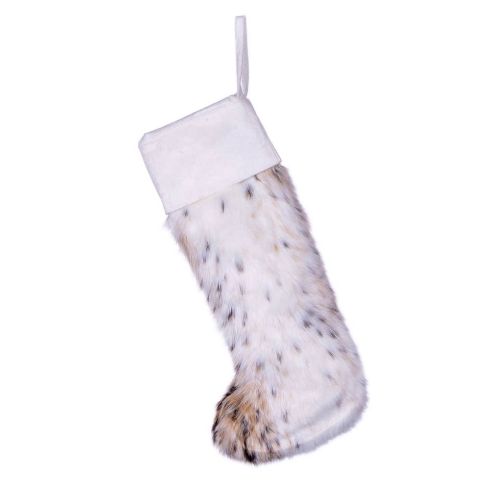 White Vickerman 20"x8" Snow Lynx Faux Fur Stocking for wholesale on Faire0