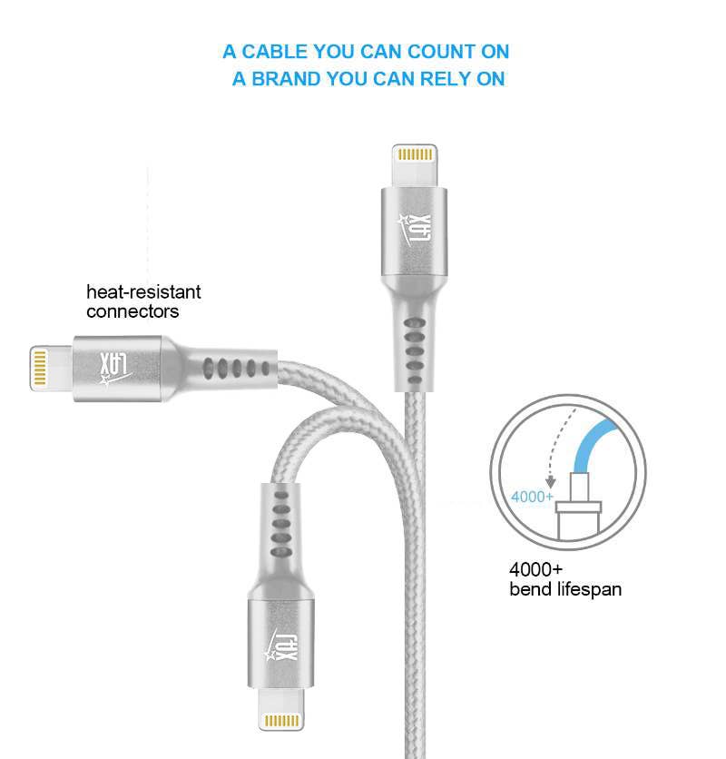 LAX Gadgets - Wholesale Charging Cable - High Speed Certified iP/ipad charging Cables - Retail Pack3