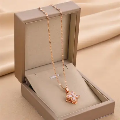 Gooddiy – wholesale Link & chain necklace – Steel Inlaid Zircon Pendant Necklace wholesale4