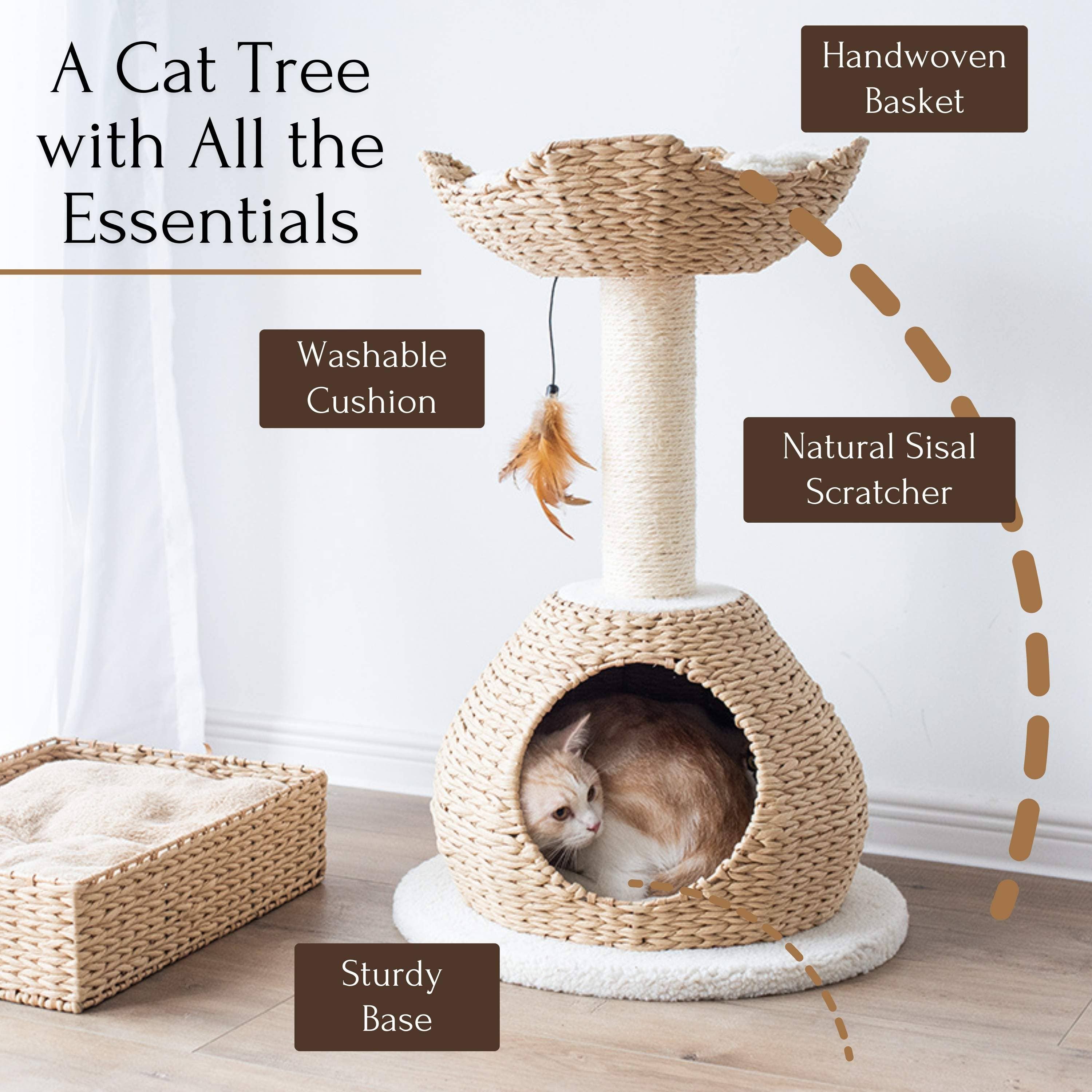 PetPals Group - Wholesale Pet Scratcher - Cat - PetPals Walk Up Cat Tree with Fleece Perch, Handwoven Basket5