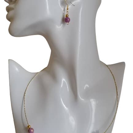 Gouden Mauve Jade set voor wholesale door Blue Moon Bijoux