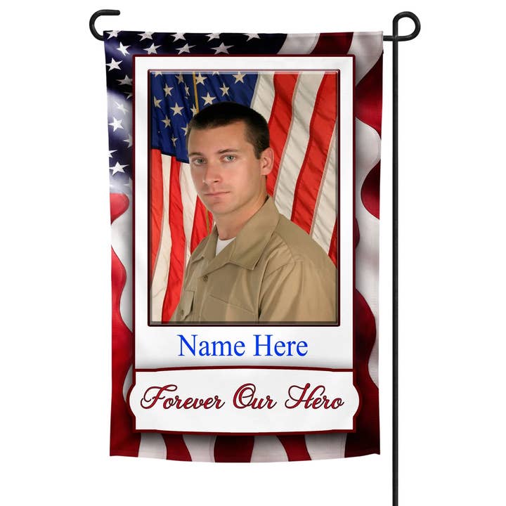 Forever Your Hero Personalized Flag for wholesale by Traci's Fun Creations