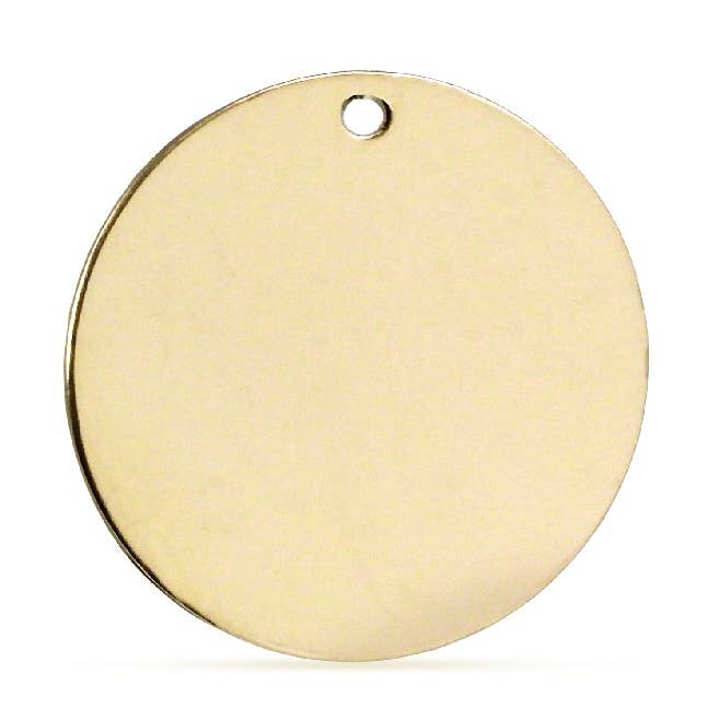 14Kt goud gevuld stempelplaatje ronde blanco 15,2 mm, 24 gauge - 1 stuk voor wholesale door Plazko