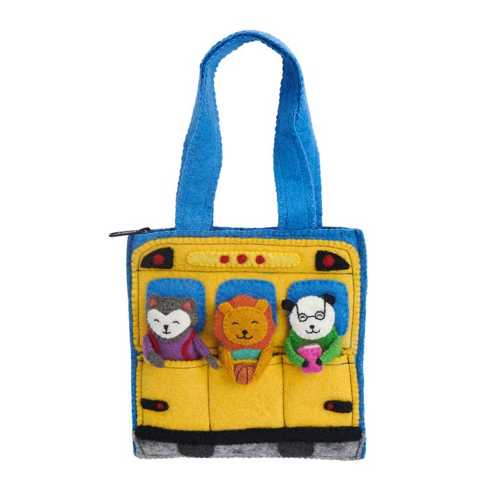 Global Goods Partners - Wholesale Finger Puppet - Kids & Baby - Felt School Bus Puppet Bag
