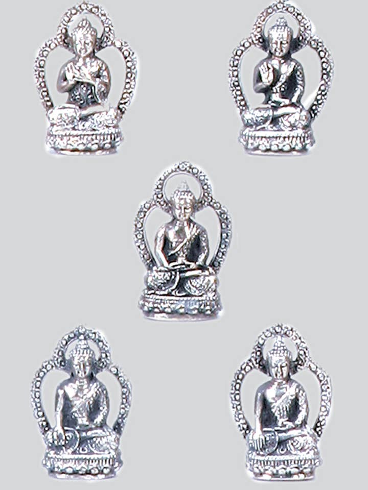 Panca Buddha Metal Small Statues (Set-5) for wholesale by Kathmandu Imports