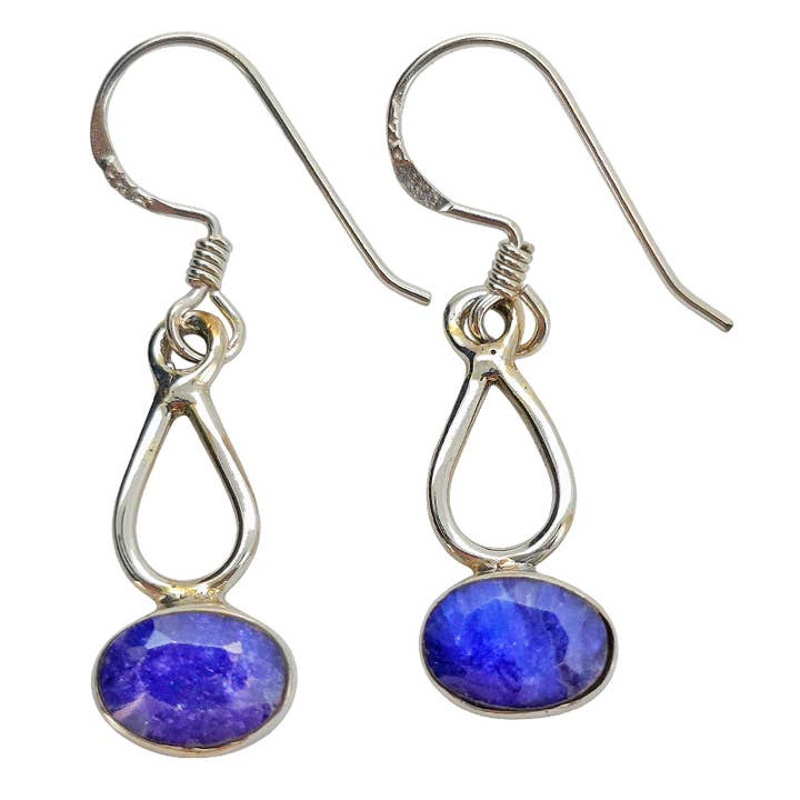 Ohrringe aus Verbund-Saphir und Sterlingsilber an Haken für den Großhandel von Amberman