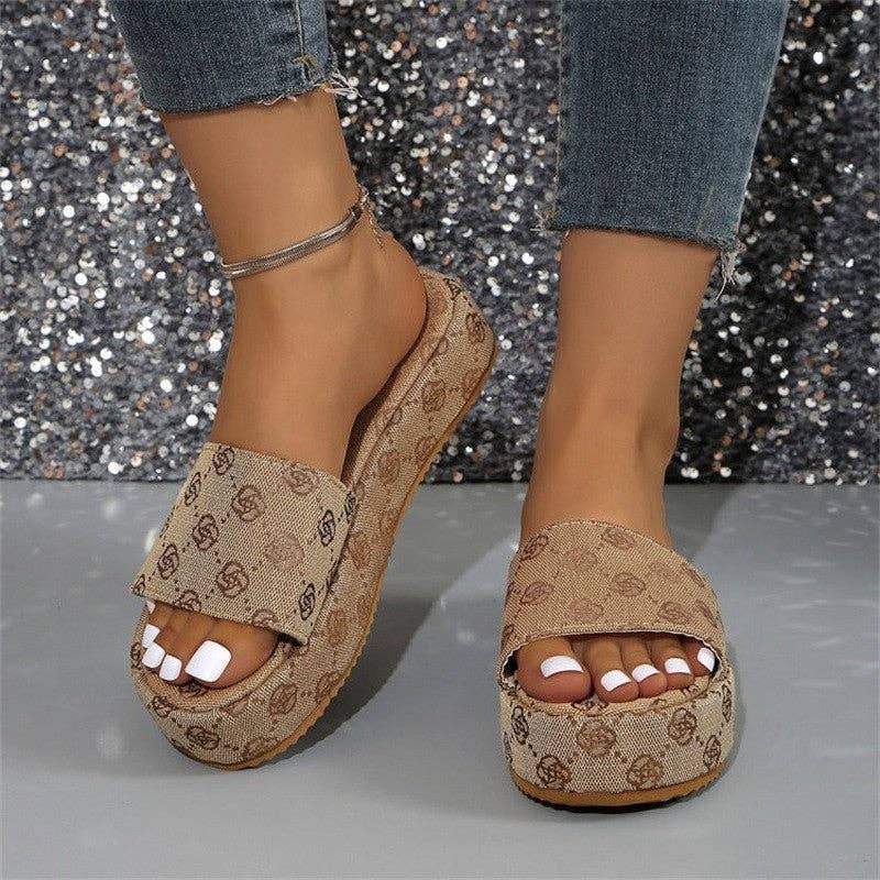 UZ Wholesale Store - Wholesale Slides - Women's - Plum Blossom Embroidery Thick-Soled Slides in Large Size3