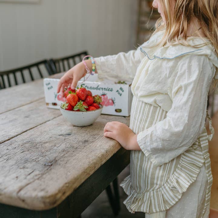 Flowerie - Wholesale Apron - Kids - Child's Half-Apron - Striped Ruffled Cotton Linen Apron5
