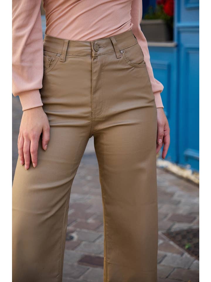 ANA & LUCY - Wholesale Pants - Women's - “CORINNE” coated wide-leg pants - ANA & LUCY5