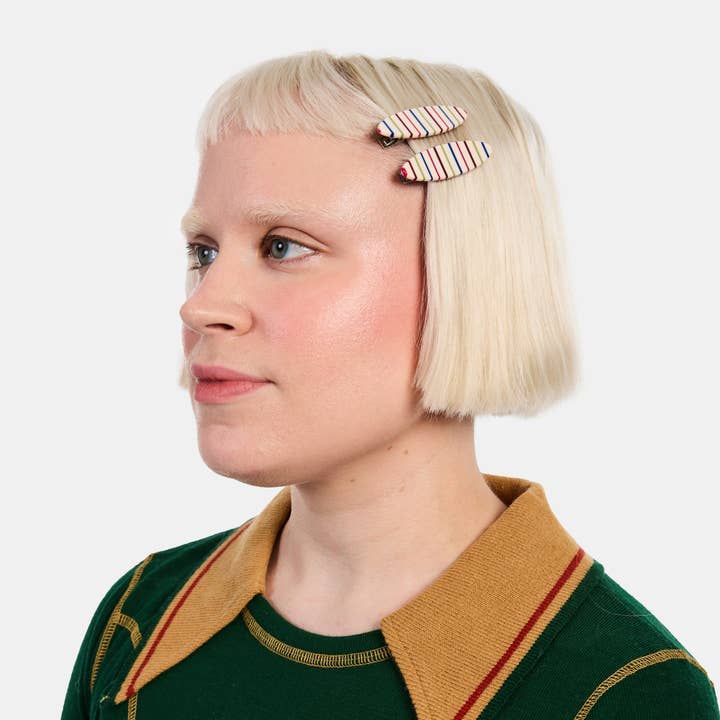 CHUNKS - Wholesale Hair Clip - Women's - Allie Clips in Oval Vanilla Stripe