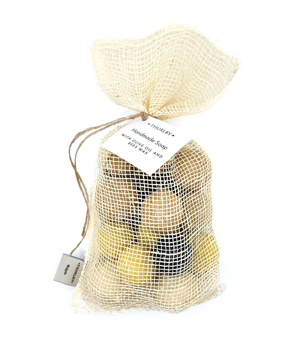 Thurlby Handmade Aromatic Homewares - Wholesale Bar Soap - Handmade Olive Oil & Beeswax Soap Balls in Agave Bag
