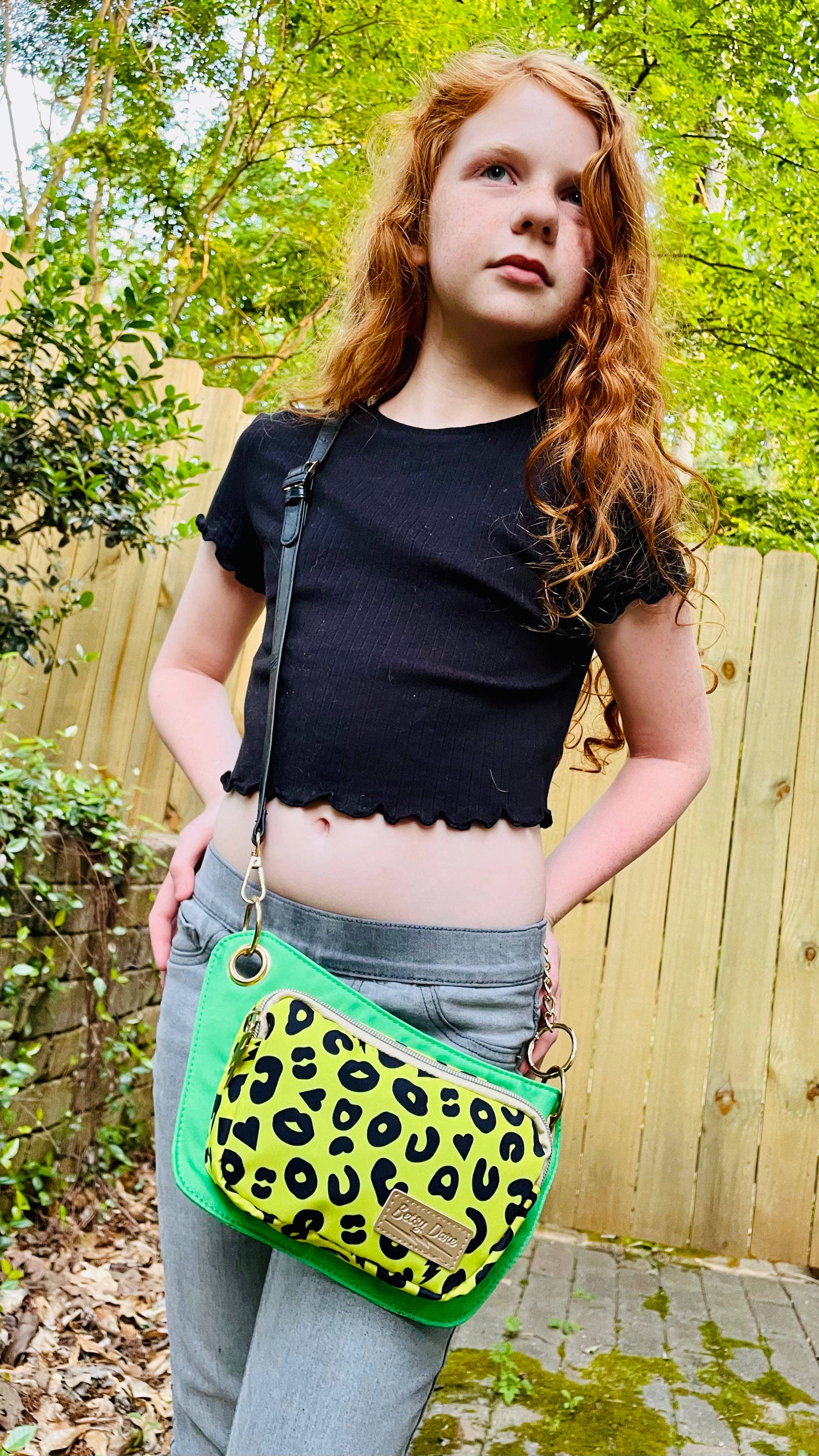 Betsy Dare - Wholesale Belt Bag - Women's - Yellow Electric Leopard Lisa Convertible Crossbody Belt Bag5