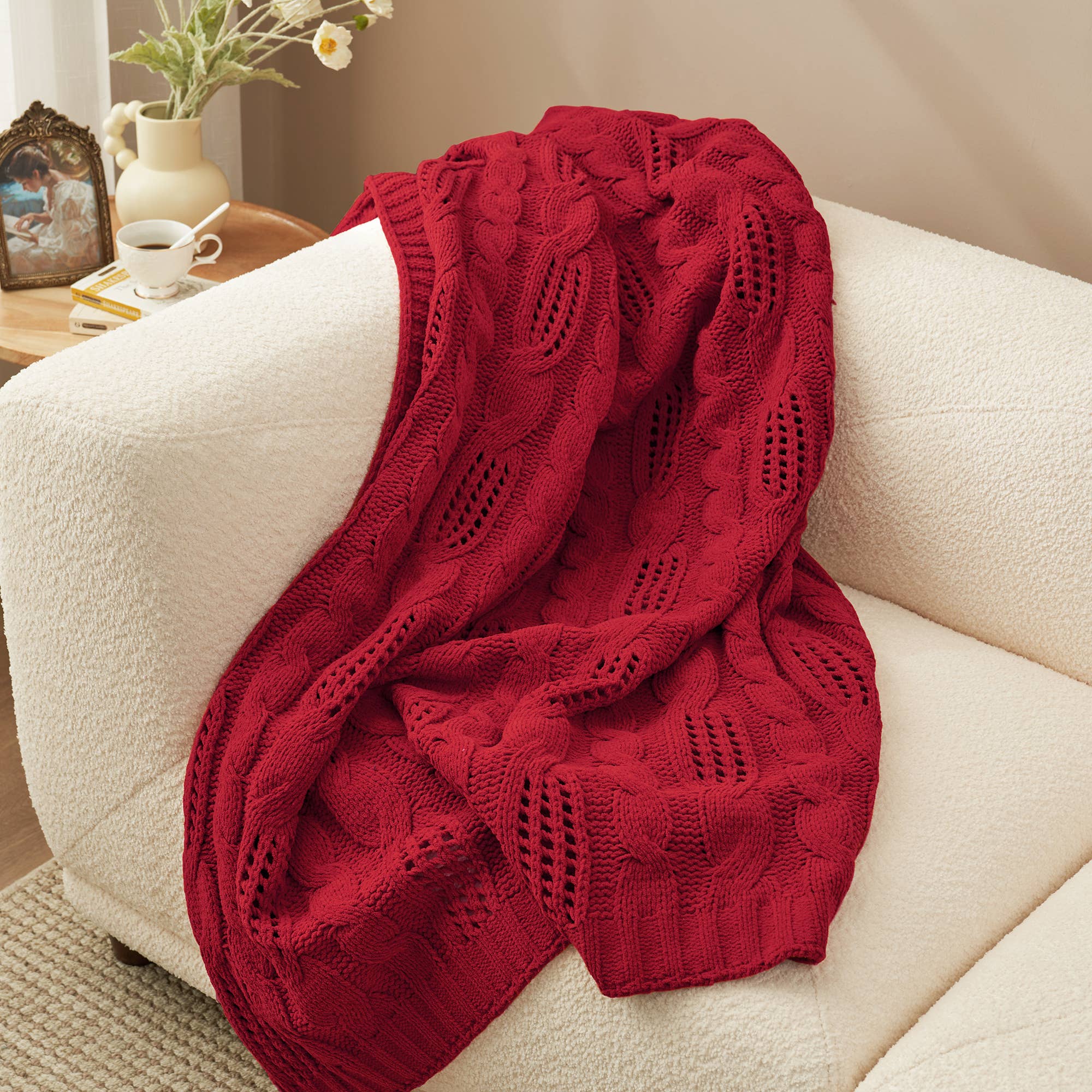DreamValley - Wholesale Throw Blanket - AH Reversible Chenille Cable Knit Throw Blanket11