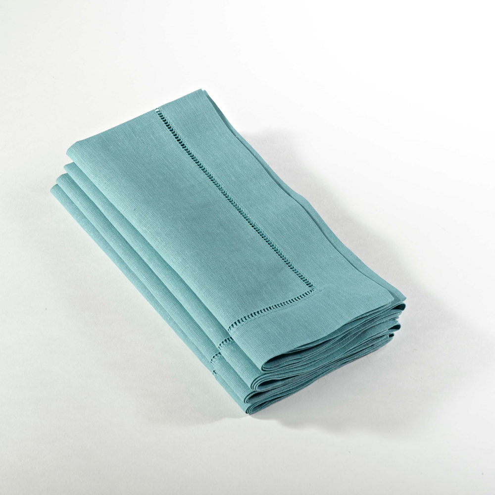 Fennco Styles - Vente Serviettes de table en tissu - Serviette carrée classique en lin et coton avec ourlet à jour9