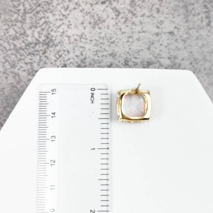 JHP Collection - Wholesale Stud/Post Earrings - DOG PAW PRINT CUSHION CUT EPOXY STUD EARRING12