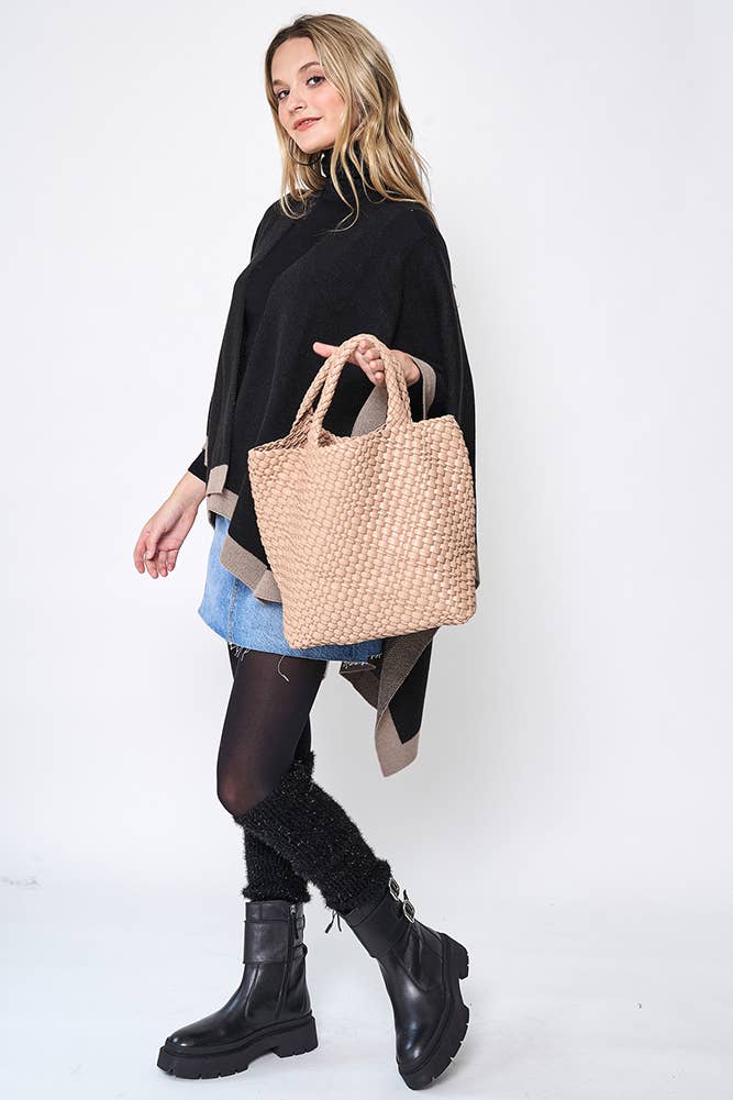 Hana - Venta al por mayor Poncho - Mujer - Ruana ribeteada con correa para el hombro6