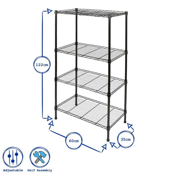 Rinkit Ltd – wholesale Free-standing shelf – Adjustable Wire Shelving Unit - Black5