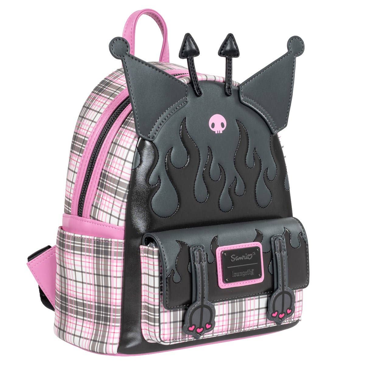 Entertainment Earth - Wholesale Backpack - Kids - Sanrio Kuromi Flames and Plaid Mini-Backpack - EE Exclusive3