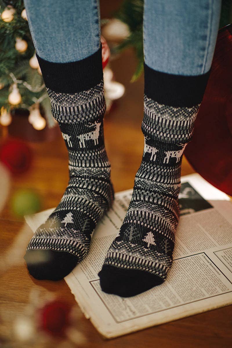 7DAYSSOCKS - Vente Chaussettes – homme - Chaussettes Crew Deer en jacquard pour hommes14