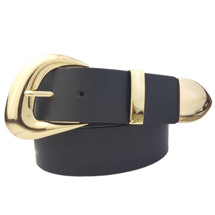 Axesoria West - Wholesale Belt - Women's - Gold Tone Buckle set w. Genuine Leather belt