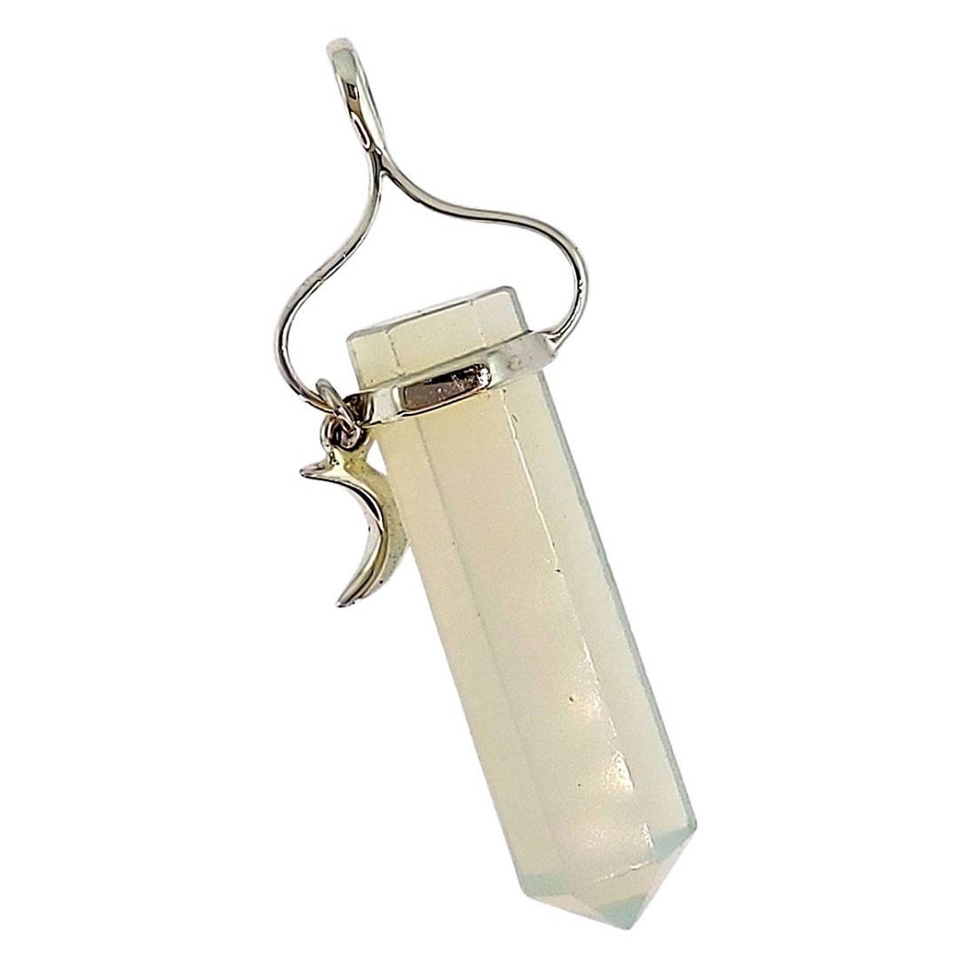 Crystal Earth Sterling - Wholesale Individual Charm/Pendant - Sterling Crescent Moon on Opalite Point2