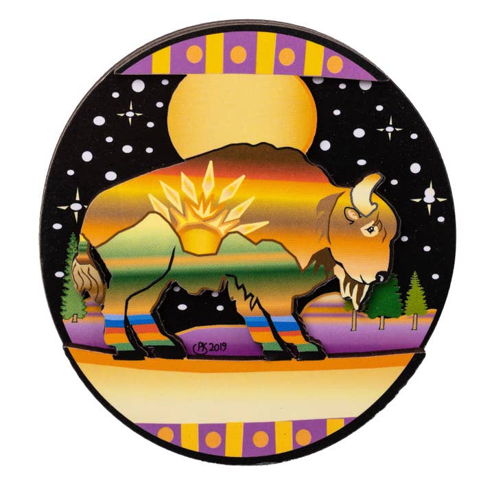 Moonlite Buffalo Wood Magnet for wholesale by Mother Moose Gifts