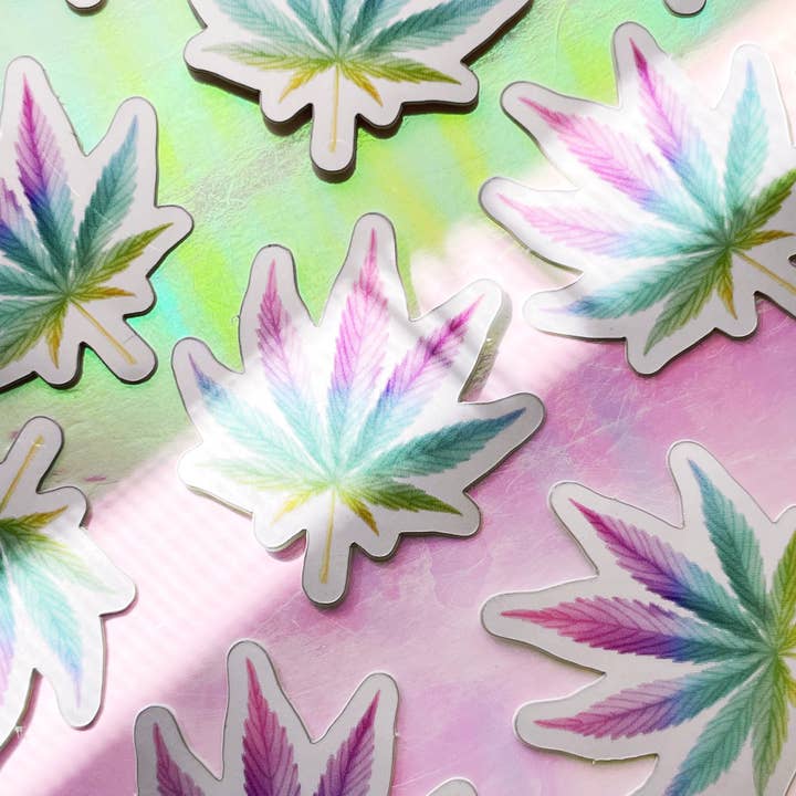 Rainbow Leaf Holographic Filler Sticker for wholesale by Mother of the Moon