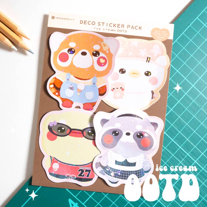 Ice-cream Inspired OOTD Holo Sticker Pack for wholesale by Notmehmehstudio