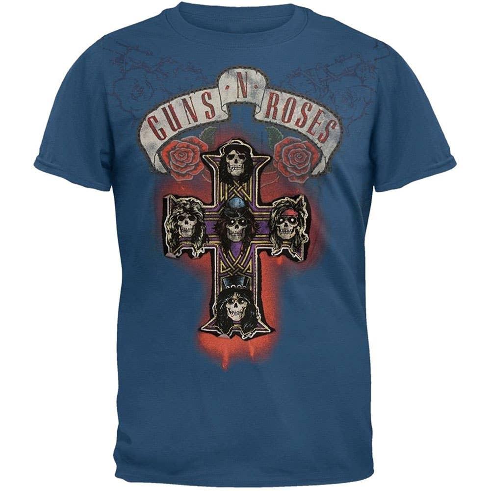 Official Store - Wholesale Screen Printed T-Shirt - Men's - Guns N Roses - Cross & Banner Men's T Shirt0
