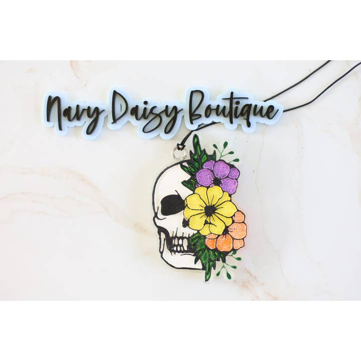 Floral Skull Car Freshie for wholesale by Navy Daisy Boutique