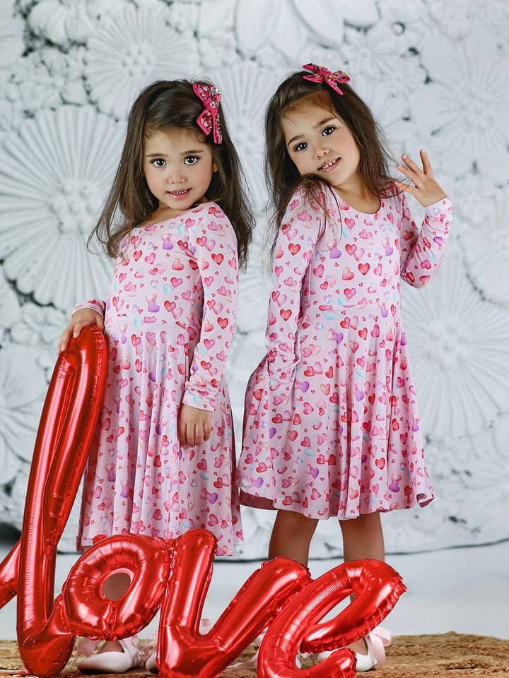 Twinflower Creations - Wholesale Dress - Kids - Sweethearts Bamboo Twirl Dress