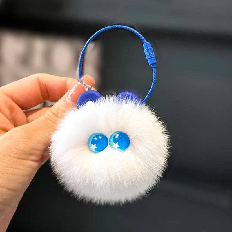 FurDecoration - Wholesale Keychain - Women's - Fluffy Rex Rabbit Fur Cute Cat Head Keychain & Bag Charm7