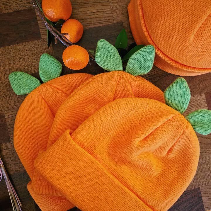 misomomo – Engroshandel Beanie - Dame – Orange Sprout Leaf Beanie3