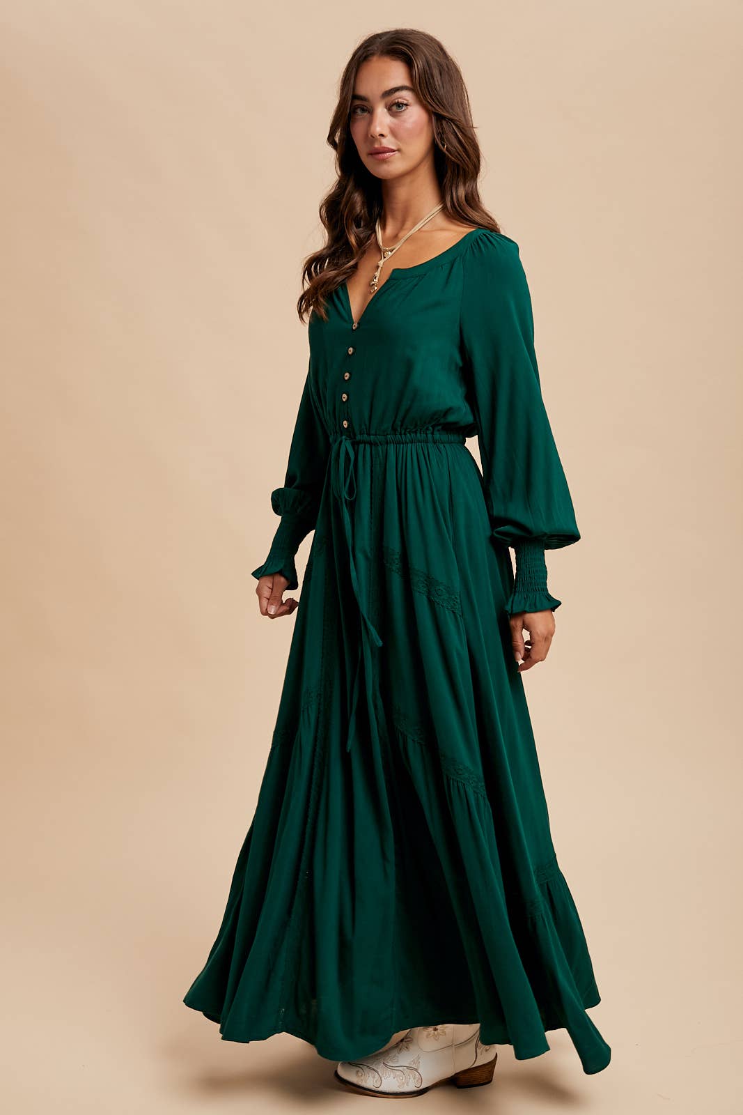 In Loom – Vestido - Mulher por atacado – VESTIDO MAXI COM INSERÇÃO DE RENDA5