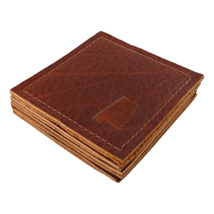Alabama (State of) Leather Coaster (Set of 4) for wholesale by Repurposed on Purpose