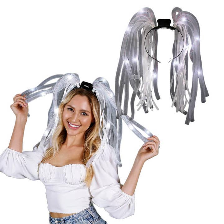 Blinkee.com, LLC - Wholesale Costume - Unisex - White LED Noodle Headband Flashing Dreads2