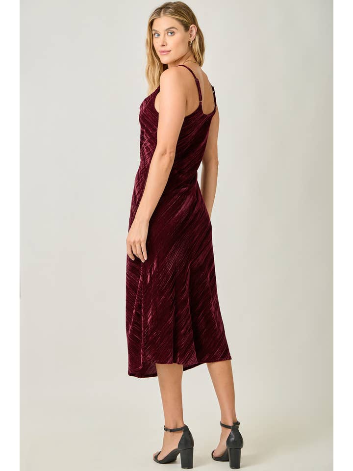 Mystree - Wholesale Dress - Women's - 61297 Cowl Neck Crinkle Velvet Slip Dress4