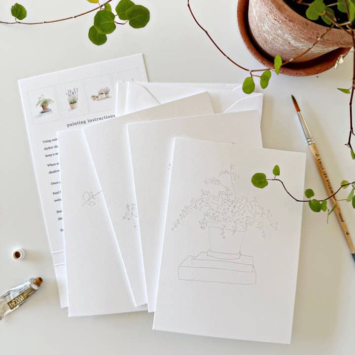 emily lex studio - Wholesale Stationery/Notecard Set - potted plants paintable notecards2