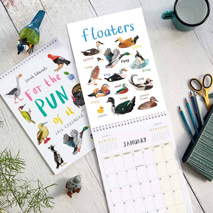 Sarah Edmonds Illustration - Wholesale Calendar - 2026 'For The Pun Of It' Cheeky Wall Calendar3