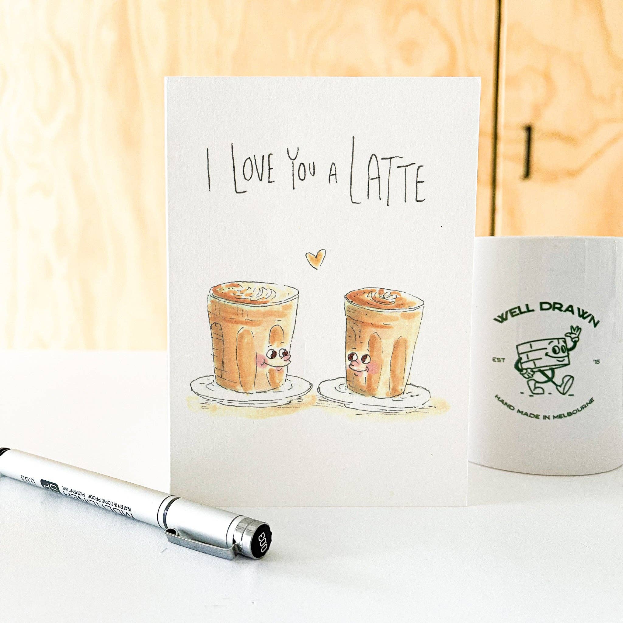Well Drawn - Wholesale Love Card - I Love You a LATTE5