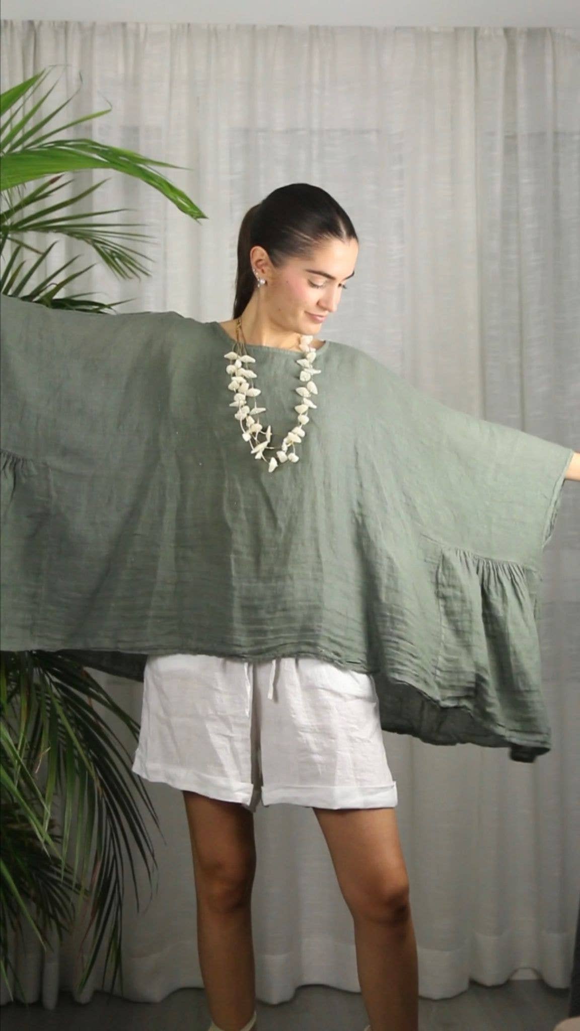 Linen & More - Wholesale Blouse - Women's - REF 11138 PONCHO-STYLE BLOUSE 100% LINEN10