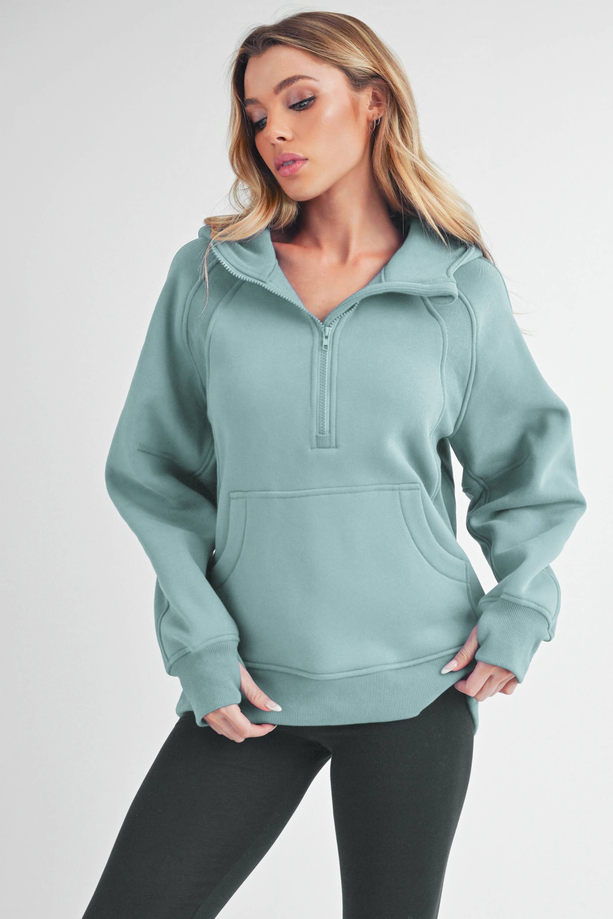 AEMI + CO - Venta al por mayor Sudadera con capucha - Mujer - Sudadera con media cremallera larga 990DK Drea43