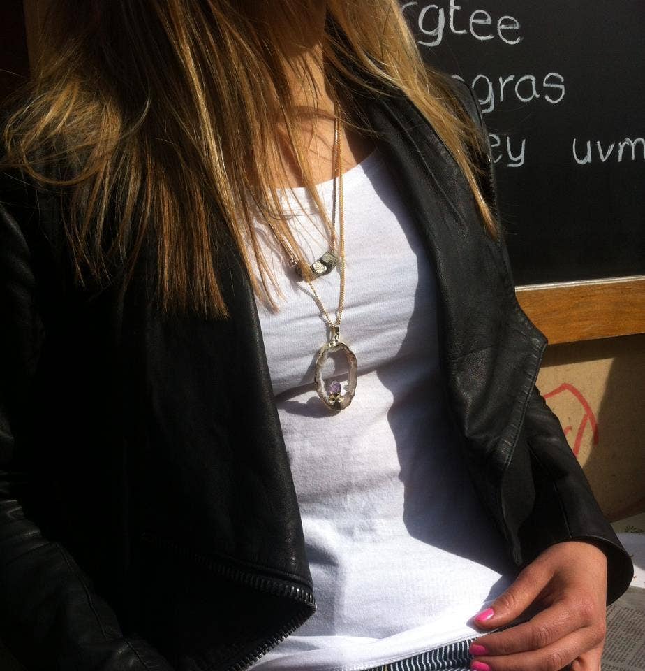 Crystal and Sage - Wholesale Pendant/charm necklace - Ananda Agate Slice Gemstone Necklace3