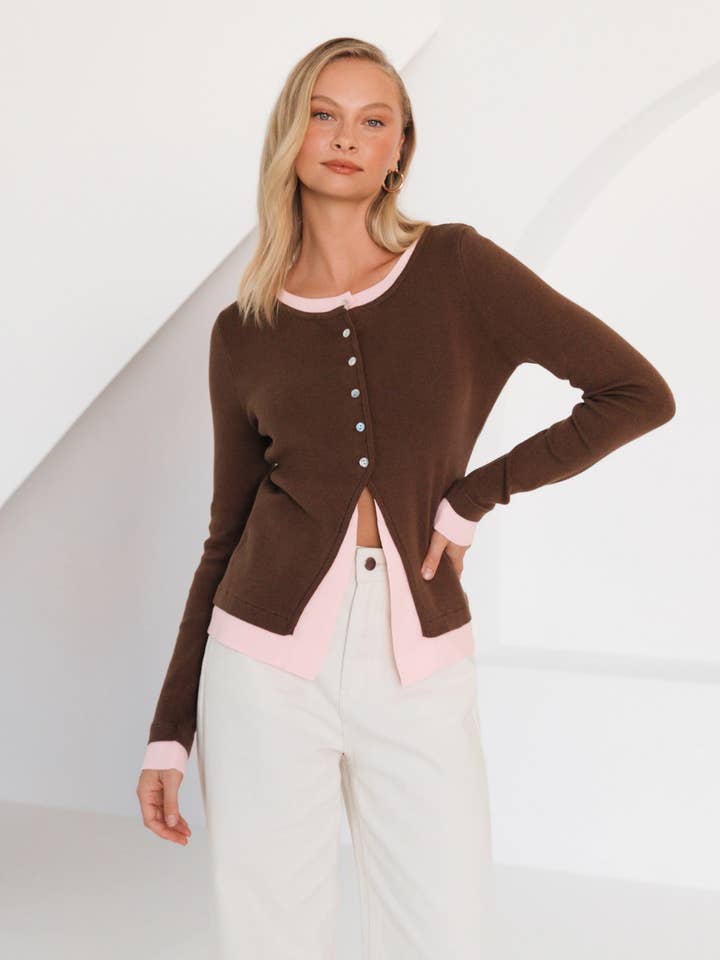 CONTRAST TRIM CADIGAN for wholesale by Global Fashion House