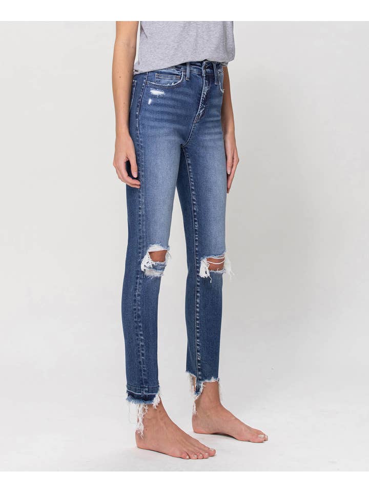 ROMANTIC CHILD HIGH RISE DISTRESSED ANKLE SKINNY JEANS F4422 for wholesale on Faire8